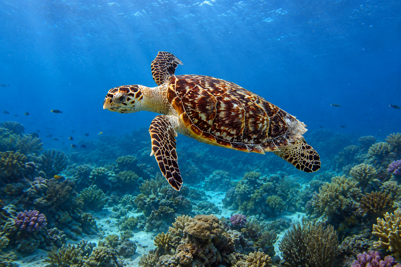 Sea turtle swimming