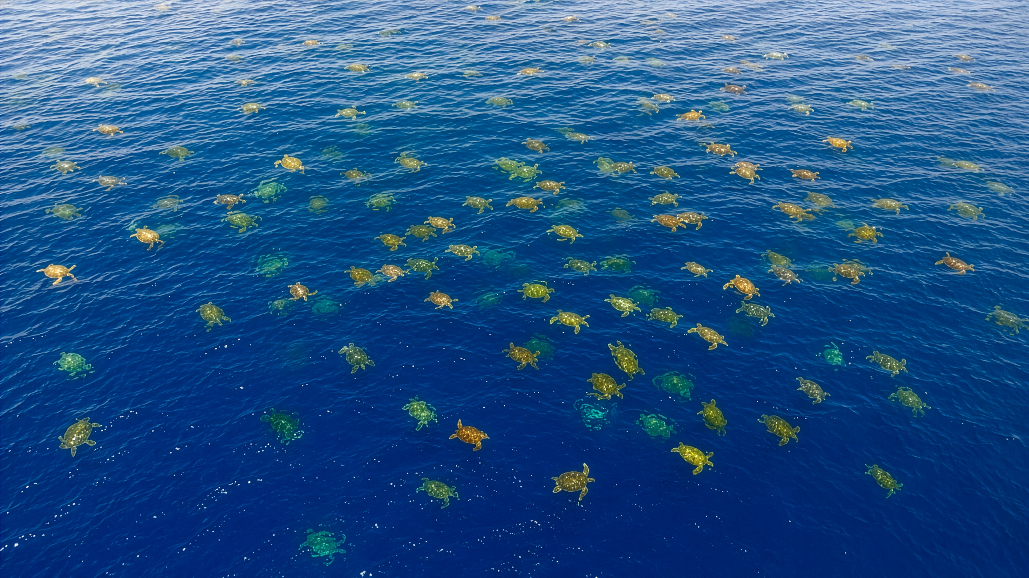 Group of sea turtles